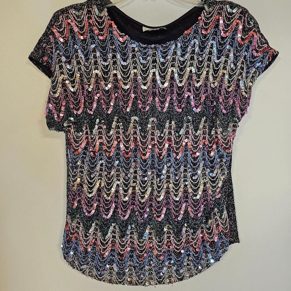 Vintage Copy Cats Sequin Top Size Large with Shoulder Pads